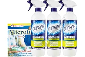 DC CASA SET 3 X QUASAR SGRASSATORE UNIVERSALE 650 ML + GAMEX PANNO MICROFIBRA