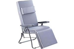 Alfresia Garden Reclining Relaxer Chair in Charcoal with Luxury Cushion | Adjustable Multi Position | Foldable Frame with Luxury Cushion | Choice of Colours (Grey)