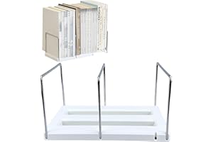 GOSLYLY Fermalibri, fermalibri regolabili, fermalibri a scomparsa, fermalibri antiscivolo per la casa, l'ufficio, la biblioteca della scuola，Bookends (Bianco)