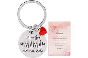 GEBETTER Regalo Día Madre 1*Llavero Original Mamá con Corazón + 1*Tarjeta Felicitación Mama Te Quiero + 1*Sobre Rosado, Regalo Cumpleaños Madre Navidad Mujer (Mamá)