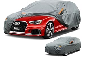 kayme Funda Coche, Cubre Coches Exterior Impermeable Transpirable Anti-UV Antipolvo de 5 Capas, Cubierta para Coche Compatible con Volkswagen Golf, Opel Astra, Seat Leon, Focus etc. (Hast 450 cm)