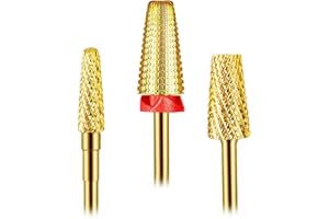 DEPVKO [Upgraded]3Pcs Nail Drill Bits Set, 5 in 1 Drill Bits for Nails 3/32 Inches, Tapered Barrel and Cone Shape Carbide Nail Drill Bits for Acrylic or Gel Remover