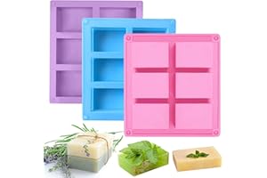 ‎QUNKUN Seifenformen Silikon, 3 Stück Seifenform Silikon, Seifenformen zum Gießen Hand Made, Rechteckige Seifenform Seifenform 6-Cavity Rechtecken Seifenformen für Seifenherstellung DIY hausgemachte Backform