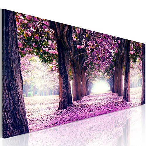 murando Cuadro en Lienzo Bosque Flores 135x45 cm 1 Parte impresión en Material Tejido no Tejido Cuadro de Pared impresión artística fotografía gráfica decoración Naturaleza Paisaje c-A-0052-b-d