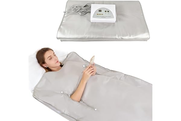 Couverture Sauna Infrarouge 2 Zones, Couverture Chauffante Digitale en Oxford avec Fermeture Éclair, Couverture Portable avec Télécommande pour Transpiration, Sauna à Domicile & Institut de Beauté