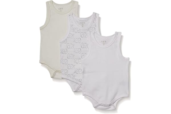 Care Body Bébé Sans Manches pour Bébé Fille et Bébé Garcon, lot de 3