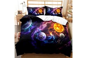 CIUNVXD Kinder Weltraum Themen Bettwäsche-Set,Planeten bettwäsche 135x200,3D Weltall Sternenhimmel Universum Kinderbettwäsche,Planet,Nachthimmel,Universum Bettbezug