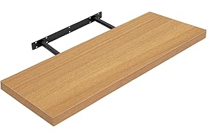 Anika Floating Shelf / 3 Separate Sizes & 4 Colour Options / 3.8cm Thick Hollowboard/Bedroom/Kitchen/Living Room/Office (Oak, 80cm)