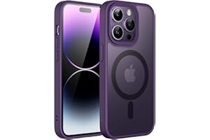 ‎JETECH JETech Magnetyczna Etui dla iPhone 14 Pro 6,1 Cala Kompatybilny z MagSafe, Półprzezroczysta Matowe Tylna Szczupły Odporny na Wstrząsy Case (Głęboka Purpura)