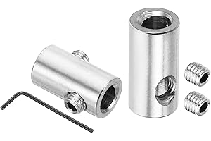 PATIKIL Morsetto per Cavo 5mm Foro Filo Corda Mollette Set, 2pz 304 Inossidabile Acciaio Doppio Fori Blocco Cavo Morsetti Clip con M5 Esagonale Vite Chiave per Cavo Raccordi, Argento
