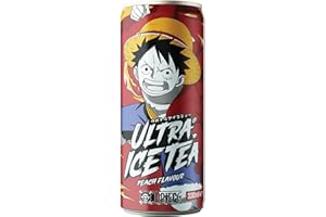 ‎ULTRA ICE TEA ULTRA ICE TEA Bio Eistee – Veganes Getränk aus schwartee Extrakt mit dem One Piece Charakter Luffy – Erfrischender Pfirsich-Geschmack – 1 x 330 ml