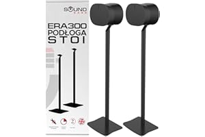 SOUND BASS ERA300 Stojaki Podłogowe, Metalowa Konstrukcja, Zestaw 2 Szt., Czarny, Kompatybilne z Sonos ERA 300, Akcesoria w Zestawie, Zarządzanie Przewodami, Zaprojektowane w Wielkiej Brytanii, Para