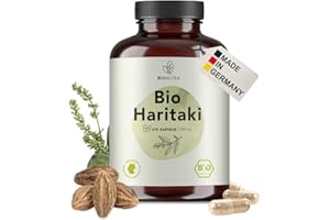 BIONUTRA® Gélules de Haritaki bio hautement dosées 3000 mg/jour, contrôlées résidus, fabrication allemande, véganes, sans lactose, gluten ni additifs, bio Haritaki poudre, 270 pièces x 500 mg