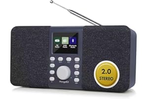 MangoKit MD5 Dab Stéréo Portable,Radio Numérique Dab+,Bluetooth,FM de Cuisine,Alimentation Secteur et Batterie,écran Couleur,Alarme,Horloge Minuterie,40 stations Préréglées,Port pour Casque-Gris Foncé