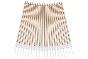 NvWang Candele Torta di Compleanno,Metallico Candeline Torta 36 Pezzi Festa Lungo Sottile Candele con Supporti per Matrimoni Festa di Compleanno Baby Bridal Shower Anniversary,Champagne