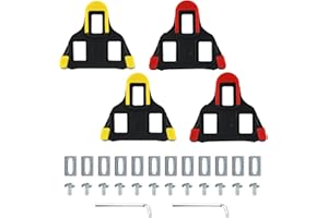 ZENHUAXINTON 4 unidades Shimano SPD & SPD SL compatibles – Calzas de alto rendimiento con diseño antideslizante para bicicleta de carretera, MTB y ciclismo de interior (rojo/amarillo)