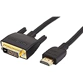 Amazon Basics HDMI-A-auf-DVI-Adapterkabel, bidirektional, 1080P, vergoldet, 3 m, 1 Stück, Schwarz