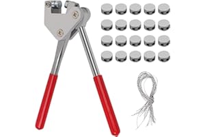 QLOUNI Sellado Juego de Alicates Sello de Plomo para Diámetro de Hasta 10mm de Plástico Rojo Mango Recubierto (1x Sellado de Cables Alicates + 20 x Sello de uñas + 20 x Alambre de Sellado)