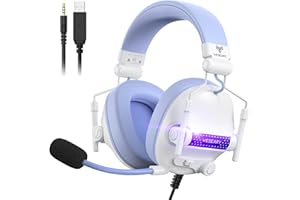 WESEARY Cascos Gaming, Auriculares Gaming Estéreo con Micrófono para PS4/PS5/PC/Xbox One/Switch, Cascos con Cable y Conector de 3.5mm, Luz RGB Genial para Cancelación de Ruido