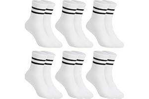 Laralily 6 Paar Sportsocken Weiß,Tennissocken Mädchen,Weiße Sportsocken,Zweisteg-Sportsocken,Hochwertige Materialien,Hohe Elastizität,Passend zu Verschiedenen Styles (Größe 33-36,Weiß)