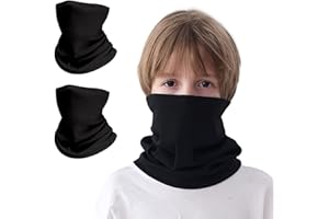 VDYXEW 2 Pack Kids Neck Warmer, Windproof Thermal Fleece Neck Gaiter for Boys & Girls, Breathable & Elastic, Face Mask Winter Snood for Skiing, Snowboarding, Cycling, Outdoor Play