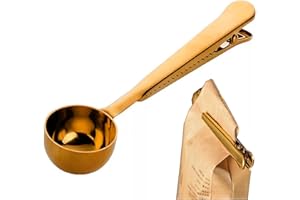 MINGZE Mestolo Da Caffè In Acciaio Inossidabile Con Clip Per Sacchetto Di Tenuta, Cucchiaio Da Caffè Cucchiaino Da Tè Per Cucchiaio Con Clip Per Guarnizione Per Caffè, Latte In Polvere (d'oro)