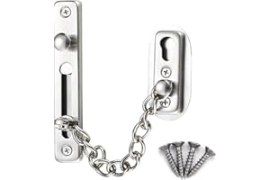 BOBOZHONG Door Chain Lock, Türkette aus Edelstahl Tür Sicherheitskette Türkette Sicherheitsschloss Türkettenschloss mit Schrauben Türsicherheitskette für Hotel Familie Innentüren Fenster,Silber