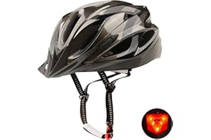 Shinmax Casco Bicicleta Adulto Casco Bicicleta con luz Casco Bicicleta Mujere Hombre, Casco Bicicleta con Visera,Certificado CE Ajustable Ligera Casco Ciclismo para Montaña Carretera 56-62CM