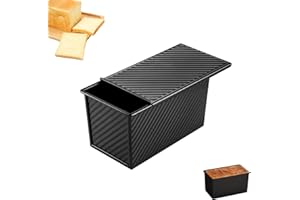 EVDZNA Moule à pain de 450 g avec couvercle, outils de cuisson, boîte à pain grillé, boîte à pain avec porte coulissante, avec trous d'aération, convient pour la cuisson du pain, des gâteaux et des