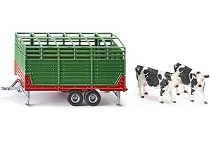 siku 2875, boskapssläp med 2 Holstein-kor, 1:32, Metall,plast, Grön, Många funktioner