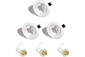 ATB-Foger 3 Pack White Recessed Ceiling Spotlights GU10 Light Mounting Frame Round Spotlights Trim Ring Fitting 30°Tilt Swivel Spotlight Fitting for Spotlight MR16 and 50mm Bulb Halogen
