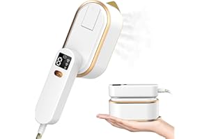 HJH Clothes Steamer, 1200W Portable Handheld Travel Steam Iron for Clothes, 9S Fast Heat Up, 3 Steam Levels, 150ml Water Tank, LCD Screen 2 in 1 Garment Steamer & Iron - White
