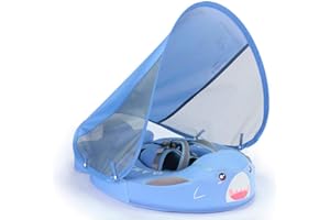 HECCEI Mambobaby Bouee Bebe avec Parasol Amovible, Bouée Piscine Bébé Non-Gonflable Enfant de 3 à 24 Mois Anneau de Natation Bébé pour Baignade