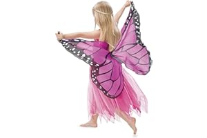Fadcaer Kids Butterfly Wings, Fancy Dress up Butterfly Wings Cape for Girls, Fairy Butterfly Wings Kids Halloween Party Dress Up, Rainbow Butterfly Wings Costume for 3-8 Years Girls (Purple C)
