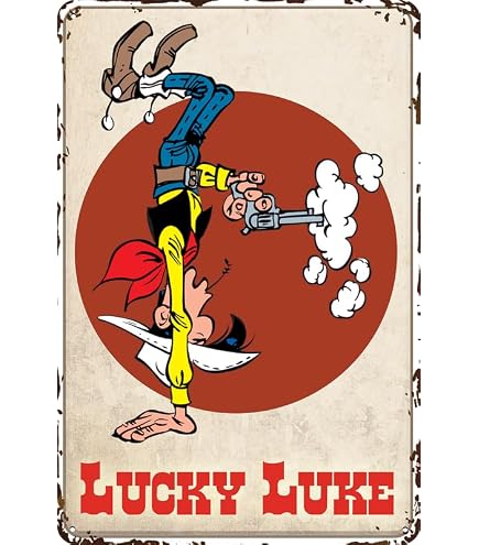 Plaque Décorative Lucky Luke En Tôle - 14 X 20 Cm, Design Western Humoristique - Pour Décoration Murale, Frigo - 2