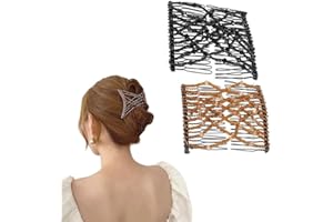 WKRTDY Lot de 2 Peignes à Perles pour Cheveux - Pinces et Élastiques - Barrettes Élégantes pour Femmes - Accessoires Pratiques et Tendance pour Coiffures Colorées et Stretch