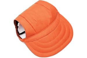 SHTGOI Casquette de baseball pour chien - Protection solaire - Chapeau de protection solaire - Chapeau de soleil - Casquette pour chien - Avec trous d'oreille et sangle de menton réglable - Orange