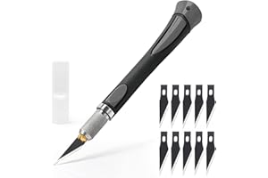 EHDIS Cuter Manualidades Precision con 10 Cuchillas de Película de aceite, Cuter de Precisioncon con Mango de Goma, para Cortar y Tallar, Gris