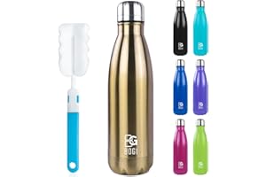 BOGI Insulated Water Bottles,750ml Metal Water Bottle,Leakproof Stainless Steel Water Bottle Keep Hot and Cold Water Bottle Bike Gym Sports Water Bottle for Girls Kids with Cleaning Brush(Champagne)
