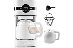 BARISTA KAFFEE & TECHNIK Barista Machine à café filtre avec verseuse isolante | Machine à café filtre avec écran tactile & fonction minuterie | Avec filtre permanent & 900W | Réservoir d'eau de 1,25 litre pour 8 tasses