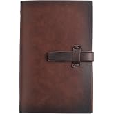 ChAusa A6 Refillable Travel Notebook, Reusable Leather Notebook | Vintage Personalized Notebook with 6 Metal Rings for Writer