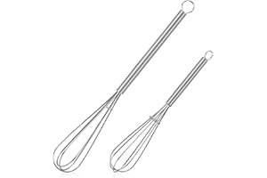 NileHome Mini Whisks Stainless Steel Whisk Set 5" 7" Kitchen Small Wisk Balloon Wire Tiny Whisks for Cooking, Whisking, Blending, Beating, Stirring 2Pack