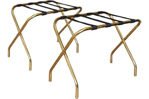 Harbour Housewares Porte-Bagages pliants - métal - doré - Lot de 2