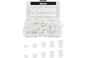 BOLOEST 98stk ABS Runde Abstandshalter Sortiment Kit Weiß Isolierung Abstandshalter für M5,M6 Schrauben Nylon Spalte Abstandshalter Abstandshalter mit Kunststoffkasten (weiß)