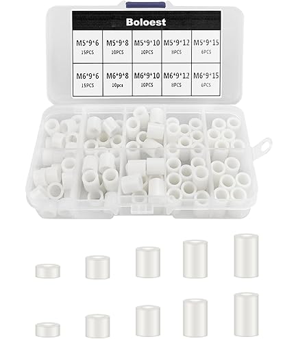 M5 Nylon Spacer Set, 100Pcs Non-Threaded ABS Round Spacer