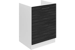 B BELINI GROUP Belini Mobiletto da cucina Mobile sottolavello 60 cm Larghezza SDZ Mobiletto da cucina senza piano di lavoro Armadio con 1 anta, Ebano reale