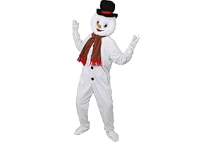 I LOVE FANCY DRESS Adults Mascot Fancy Dress Costume - Deluxe Christmas Snowman Fancy Dress - Mascot Suit With Attached Hand/Shoe Covers + Head With Attached Carrot Nose And Hat + Striped Scarf (One Size)