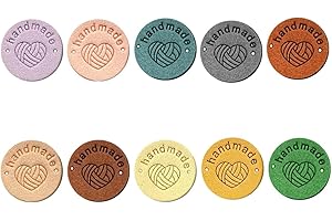 Sozakka 60 Pezzi Handmade Etichette Fatto a Mano Etichette Handmade da Cucire Targhette Handmade Personalizzate Etichette da Cucire Su Tessuto per Jeans Borse Cappello Abbigliamento -Circolare