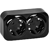 Miratic Schuko Wall Socket Wall Outlet IP20 Black Surface Plug 16A/230VAC Durable and Safe for Home and Commercial Use