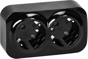 Miratic Gniazdo Podwójne 2P+Z Schuko do Bezpiecznego i Niezawodnego Użytkowania - Czarny, 16A/230VAC IP20